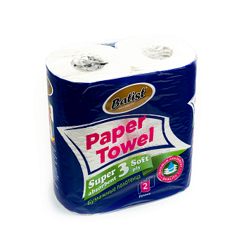 Полотенца Batist 3-сл, белые. 2 шт. (1/12)