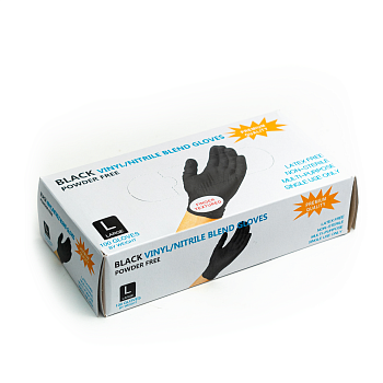 Перчатки винил/нитрил ЧЕРНЫЕ, размер L КИТАЙ (1 уп. 100 шт.) (1/10)