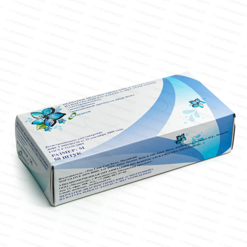 Перчатки латексные, нестерильные, неопудренные 300 мм, HighRisk,размер М (1 уп. - 50 шт.) (1/10)