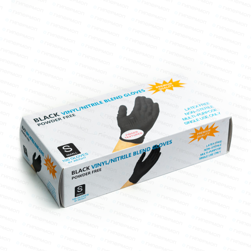 Перчатки винил/нитрил ЧЕРНЫЕ, размер S КИТАЙ (1 уп. 100 шт.) (1/10)