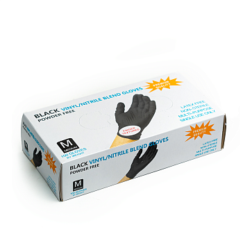 Перчатки винил/нитрил ЧЕРНЫЕ, размер M КИТАЙ (1 уп. 100 шт.) (1/10)