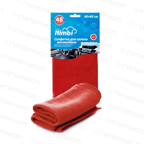 Салфетка "Kolibriya" Nimbi-48 Автомобиль, Микрофибра 40х40см, Красная (1/20)