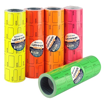 Ценник 20*10мм для этикет. пистолета цветной(20 упак,. 10 рул. в упак)