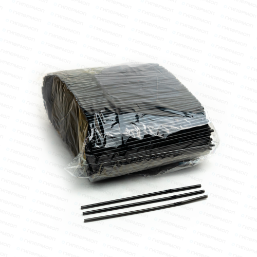 Трубочка гофра с изгибом черная для коктейля 5х240мм 1000шт. (1/12)