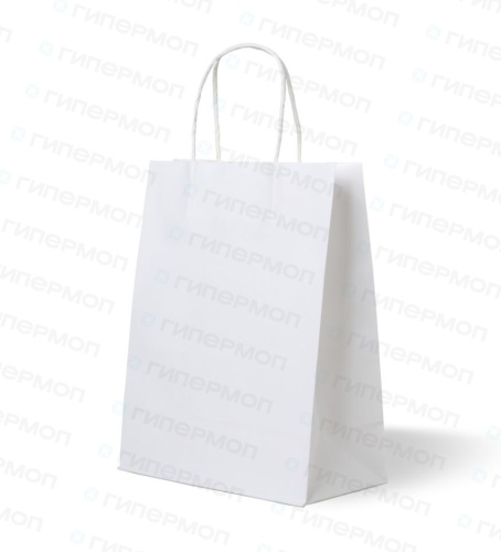 Пакет бумажный белый крафт с крученой ручкой 240*140*280 (1/250)