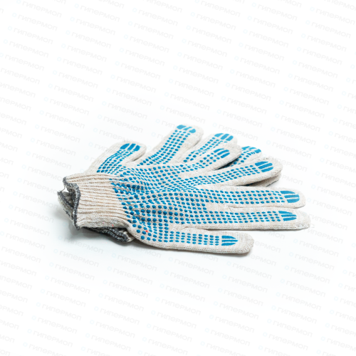Перчатки хб 6 нитей 10 класс с пвх точка Люкс Серые(1/300)