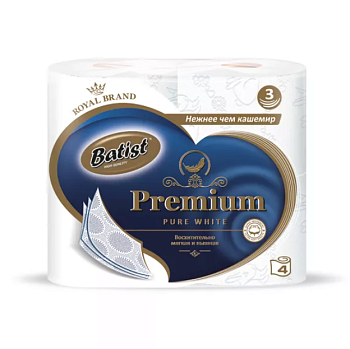 Туалетная бумага Batist белая 3-сл. (1/4/12)